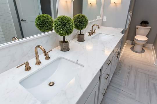 Bathroom vanity countertop in stone